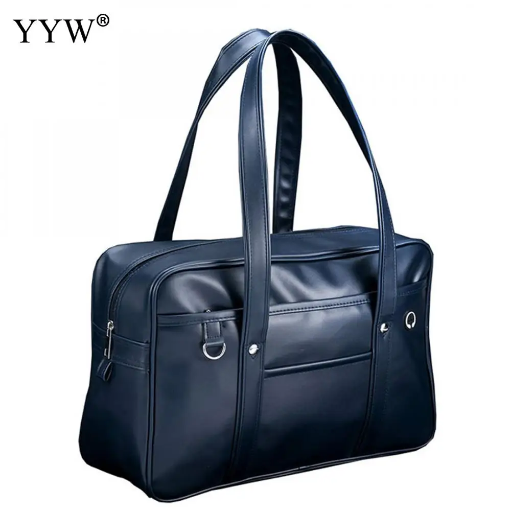 

Vintage Unisex PU Leather Handbags Black Tote Bag for Men Dark Blue Women Satchels Shoulder Bags Male Soft Top-Handle Bag
