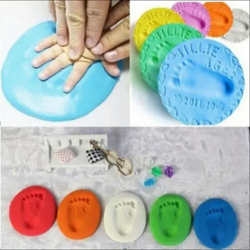 

1pc Baby Hand Print Footprint Clay Imprint Kit Casting Baby Air Drying Soft Clay Parent-child Hand Ink Pad Fingerprint Memory