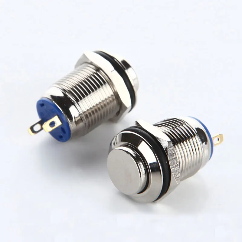 250V 2A Power self reset Small round metal push button switch 12MM Car