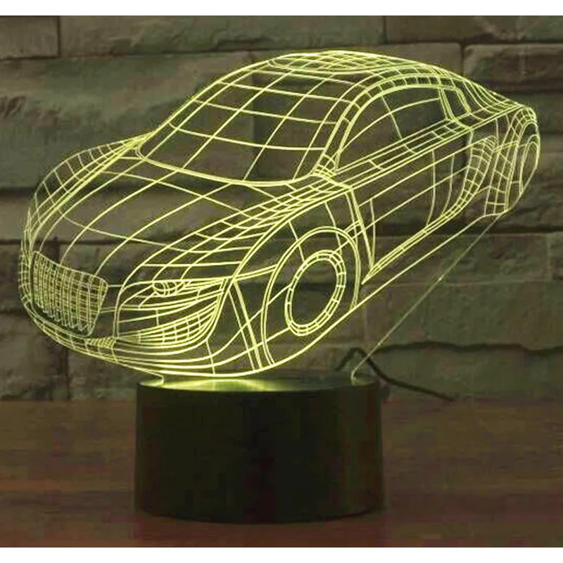 

3D LED Night Light Dynamic Car with 7 Colors Light for Home Decoration Lamp Amazing Visualization Optical Illusion Awesome
