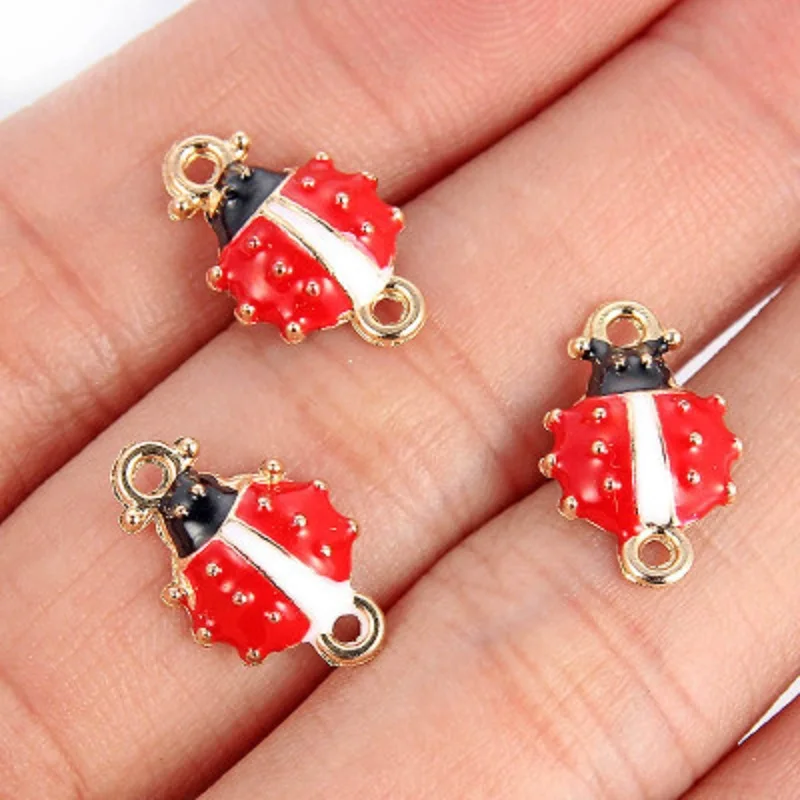 

TJP 10 pcs Red Insect Seven Star Ladybug Connectors Charms pendants for Bracelets Necklaces DIY Jewelry Making Findings 16x10mm