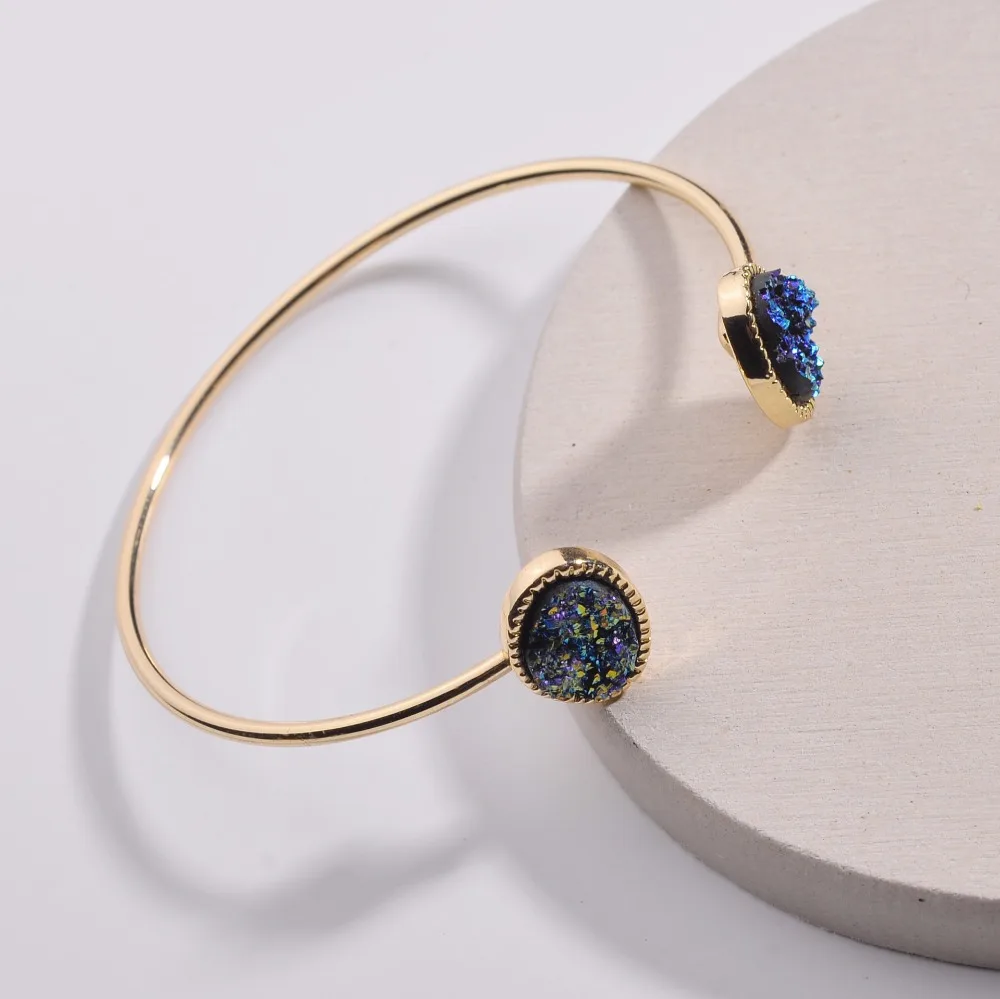 HUIDANG Мода Геометрический неправильной формы смолы кварц браслет с камнями Друза браслет ювелирные изделия