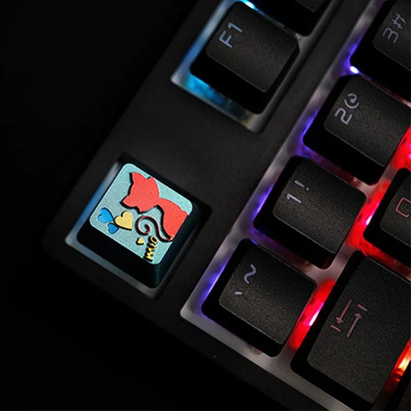 [Hfбезопасности] алюминиевый сплав Cat Keycap для игровой механической клавиатуры