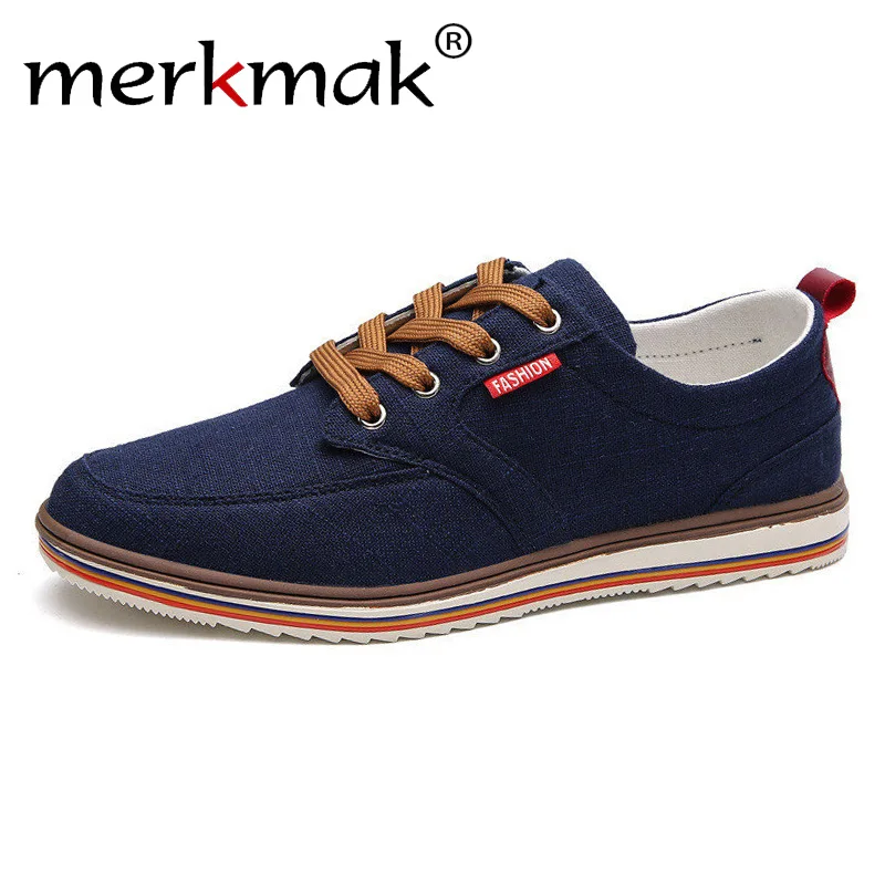 

Merkmak Big Size Breathable Canvas Men Sneakers Casual Shoes Brand Lace Up Men Shoes Designer Soft Comfort Flats Footwear