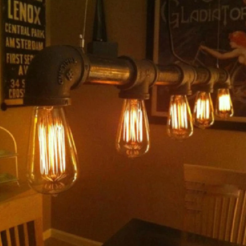 

loft industrial Iron water Pipe steam punk Vintage pendant lamp cord E27 led lights for personalized bar restaurant cafe