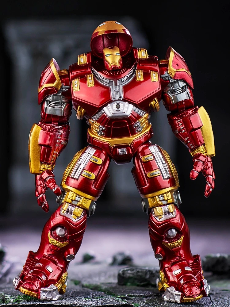 Avengers Iron Man Hulk Buster Armor Joints Movable Anti Hulk LED Light PVC Action Figure Collection Model For Kids Toy 18cm