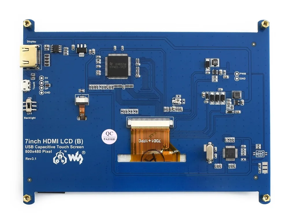 7 дюймовый емкостный сенсорный ЖК экран Waveshare 800*480 типа B для Raspberry Pi BB черный