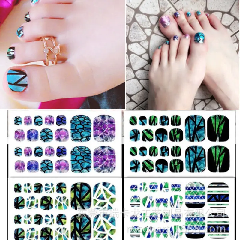 

22 Tips Laser Broken Diamond Style Toenails Art Sticker Rainbow Triangle Manicure Adhesive Toe Nail Decal Nail Wraps