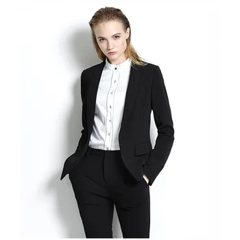 

Black Womens Business Suits Office Uniform Designs Women Trouser Suit Slim Fit Formal Pant Suits For Weddings Tuxedo Custom