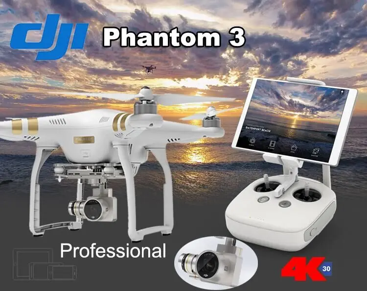 100% Original Dji Phantom 3 Professional Camera Drone FPV RC Helicoper with 4K Camera PK DJI Phantom 4  EMS DHL Free