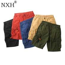 NXH летние новые Хлопковые Бриджи с несколькими карманами мужские военные шорты высокого качества повседневные до колен Большие размеры Мужские Homme