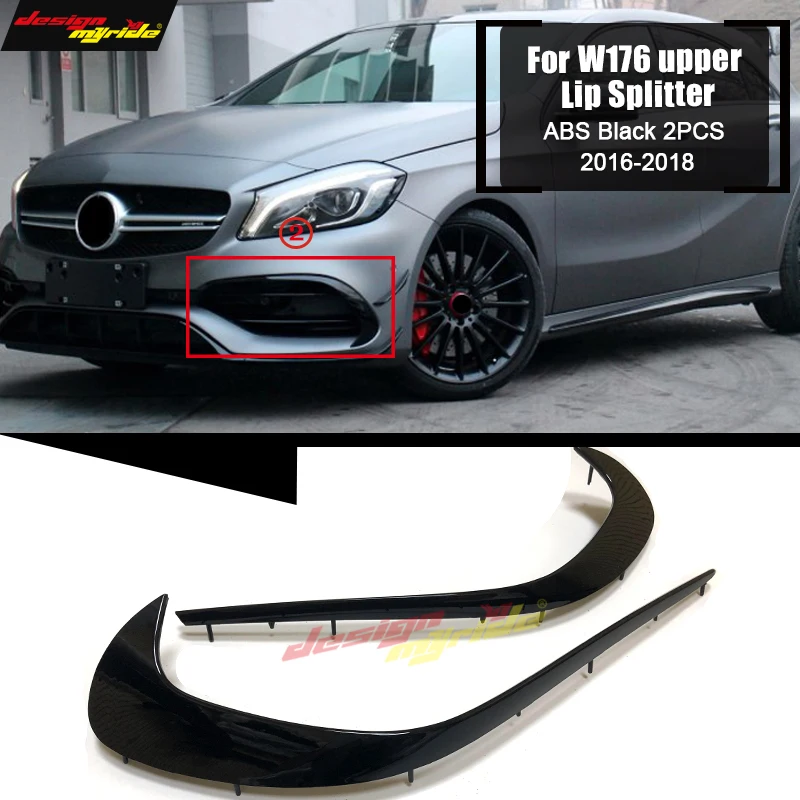 2 шт спортивный передний верхний разделитель для губ ABS черный подходит Mercedes Benz A