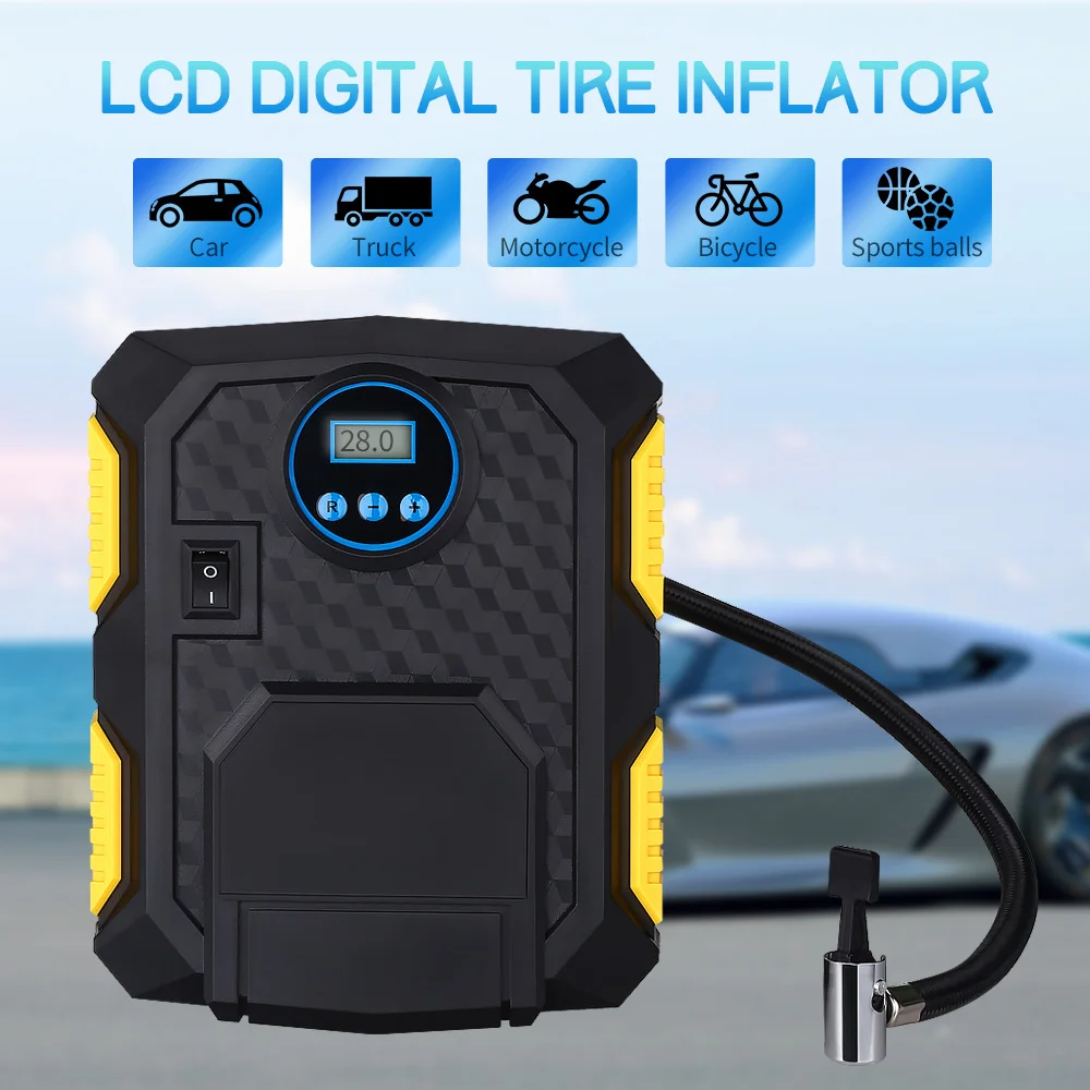 Насос цифровой автомобильный для колес Компрессор портативный воздушный 12 В 150 PSI