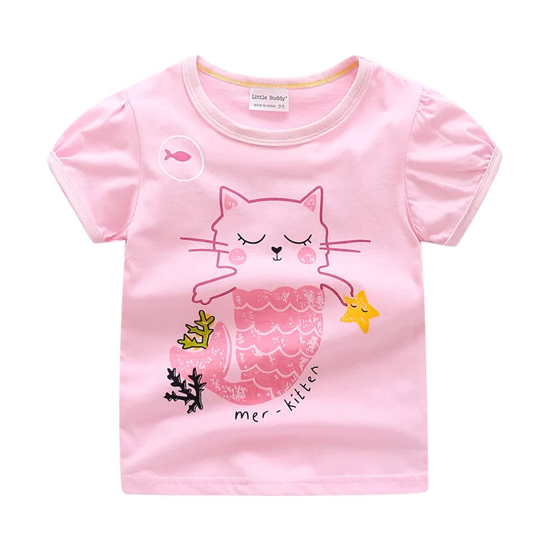 Футболка для девочек детская одежда; Футболка Camiseta vetement enfant fille; топы для девочек с принтом животных; Детская Футболка roupas infantis menina