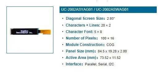 US $256.25 293 inch 100x16 1602Yellow OLED Display Module UC1602ASYCG01 x 20pcs