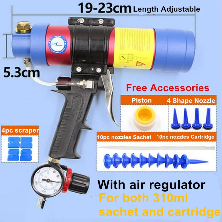 Пневматический аппликатор для обоих 310 мл картридж и саше Adhensive герметик диспенсер пневматический пистолет для клея воздуха компактный Combi