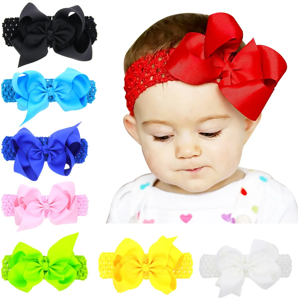 Ruoshui Bow Headband for Girls Solid Hair Bows Hairbands Kids Turban
