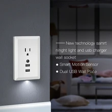 2.4A двойной USB зарядное устройство настенная розетка стандарт США электрическая розетка с Умной ночной Светильник розетка панель розетка домашний инструмент