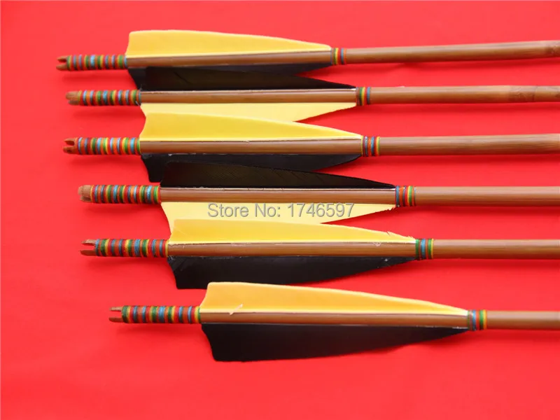

12pcs traditional Bamboo arrows feather for archery shooting recurve longbow practice arrow