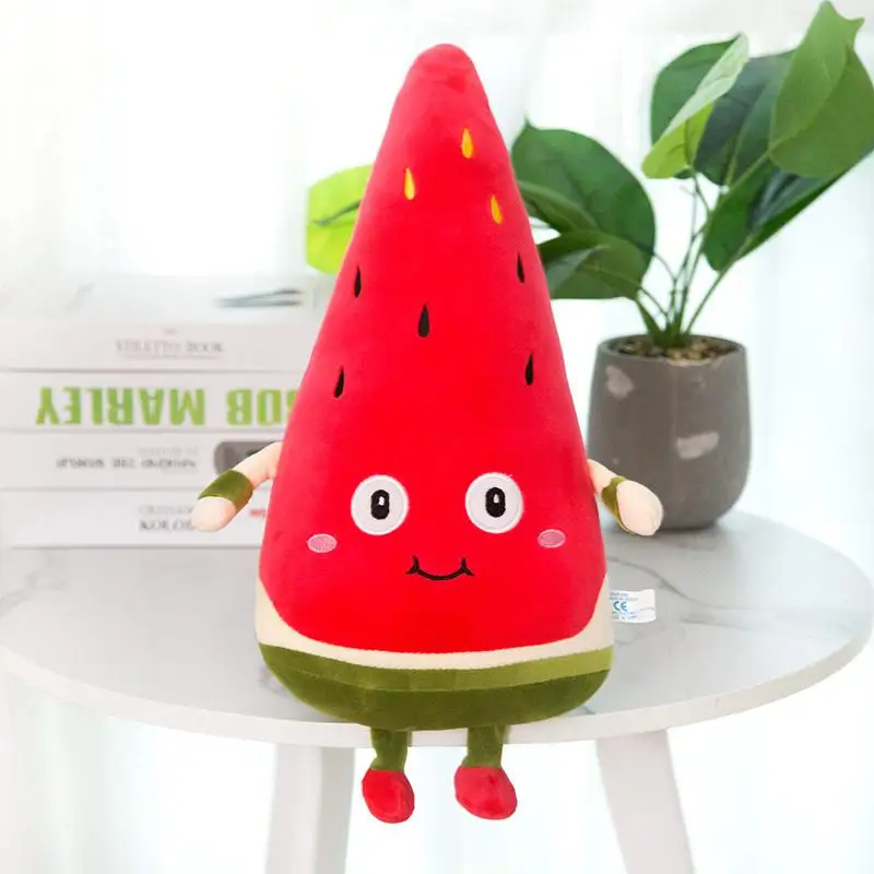 Watermelon Strawberry Pear Plush Toys Kawaii Cartoon Cute Fruit Stuffed Doll Soft Boys Girls Cushion Pillow For Kids Children - Цвет: Черный