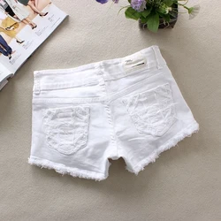 Shorts jeans preto/branco, primavera verão, rasgado, casual, cintura média, estiloso, sexy, feminino s/2xl j2885