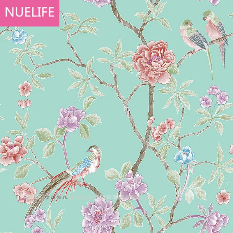

0.53x10m New Wallpapers Modern Sapphire Birds Non-woven Wallpaper Bedroom Living Room Kids Room Wedding Wallpaper