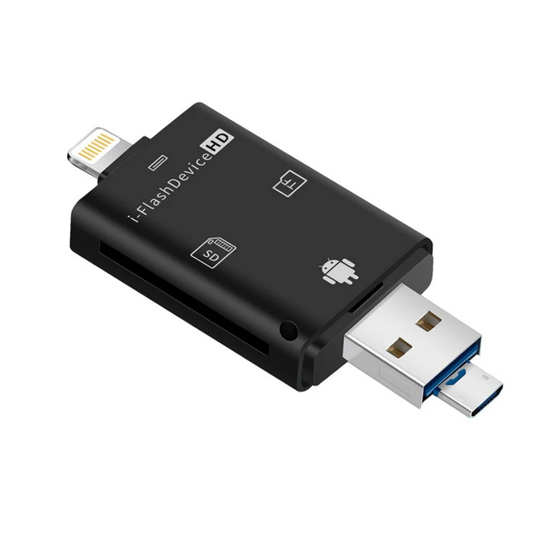 Мульти в 1 TF USB адаптер памяти для Micro SD кард-ридера адаптер для флеш-накопителя мульти OTG ридер для iPhone 5 5S 5C 6 7 8