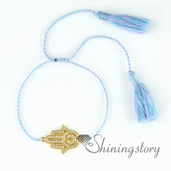 

tassel bracelet hamsa hand jewelry hand of hamsa jewelry hamsa evil eye jewelry CZ rhinestone bracelet