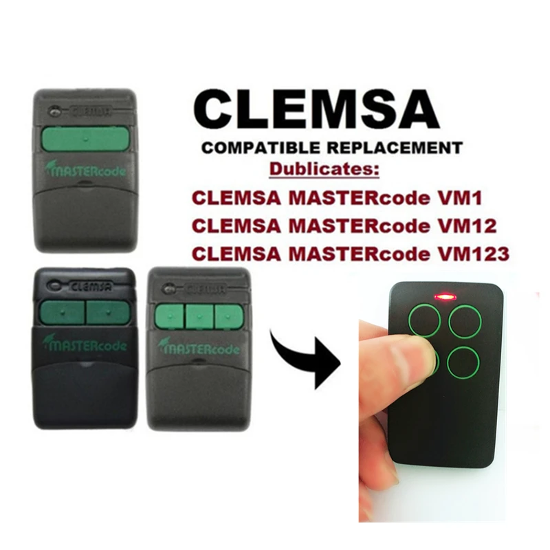 

MANDO DE GARAJE COMPATIBLE CON CLEMSA MASTERCODE MV1 MV12 MV123 MV-1 MV-12 MV-123 433 MHZ AUTOCOPY COPION COMPATIBLE 1 2 3 BOTON