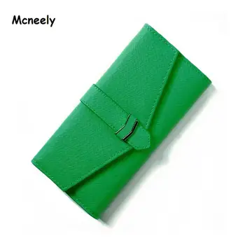 

Mcneely Lovely Girls Long Wallet Solid Women Wallet Female Clutch Purse Leather Wallet For Women Purse Card Holders Famous Brand