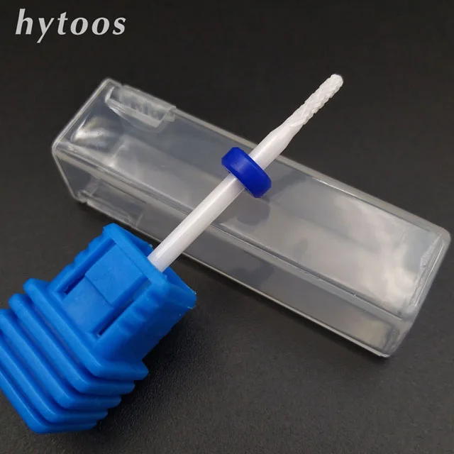 HYTOOS 1 шт. сверла для ногтей 3/3" вращающиеся керамические заусенцы маникюрные наконечники электрические аксессуары для сверления ногтей керамические резаки инструменты для напильников - Цвет: C0207T