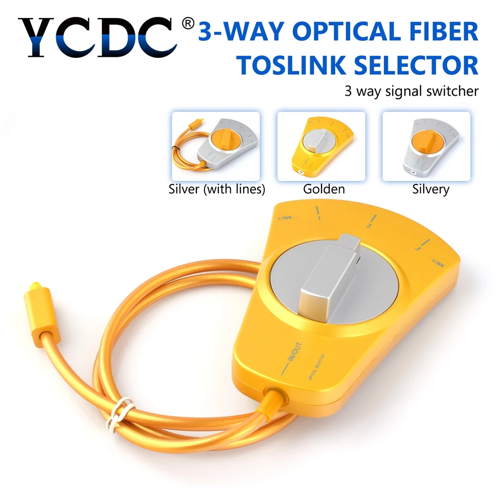 

YCDC Digital Audio Optical Fiber Cable Toslink 3-Way Selector Splitter 3 To 1 Switch W 80cm Fiber cable For MD DVD,VCR CD player
