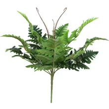 12 Head Artificial Green Persian Leaves Fern Grass Branch Plants Fake Leaf Plastic Simulation Wall Bonsai Home Garden Decoration