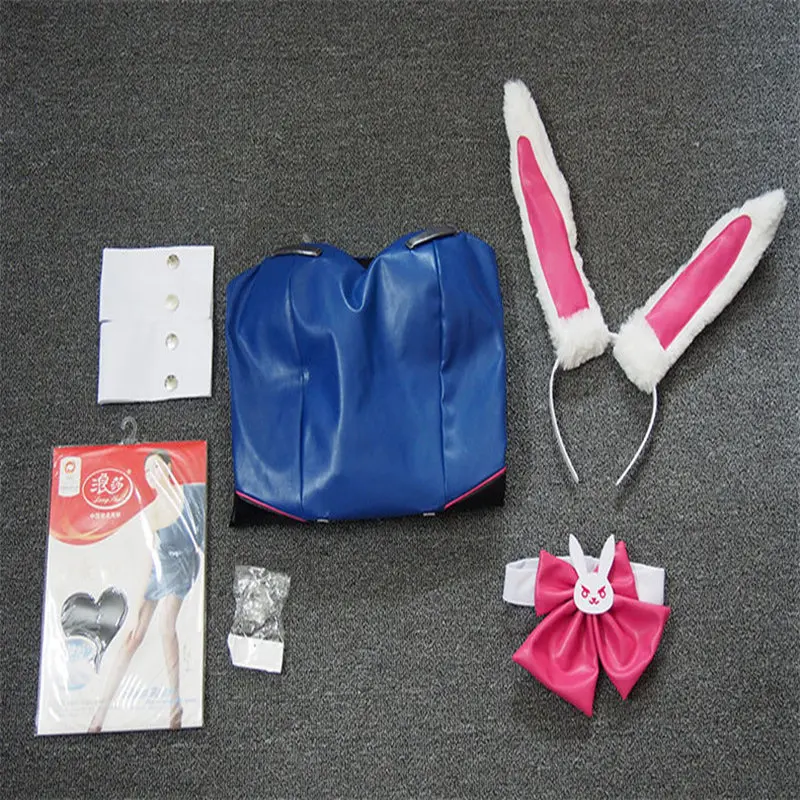 Женский костюм для косплея D.va Bunny Girl из искусственной кожи с ушками Rabbit Хэллоуина