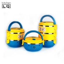 1-4 Schicht edelstahl Gelb Cartoons Bento Lunch Box/Boxen Lebensmittelbehälter Kinder Geschirr Abendessen Set