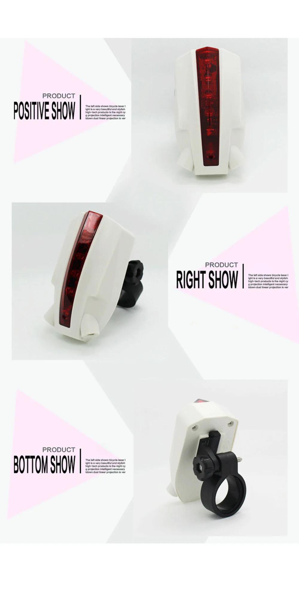 Clearance Thumb/Palm/Heart Project Bicycle Lights 8 Modes 3 Patterns Intelligent Bicycle Tail Rear LED Light Wireless Braking Warning Lamp 2