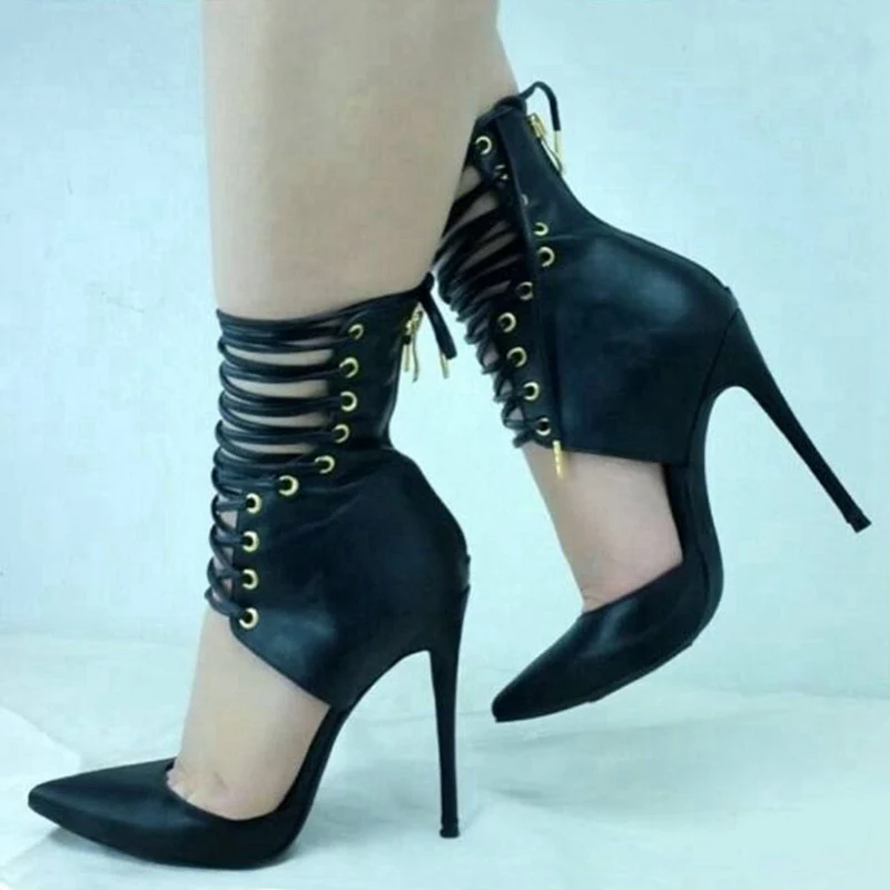 DEleventh 2021 New Brand  Name Women Pointed Toe Spike Lace 