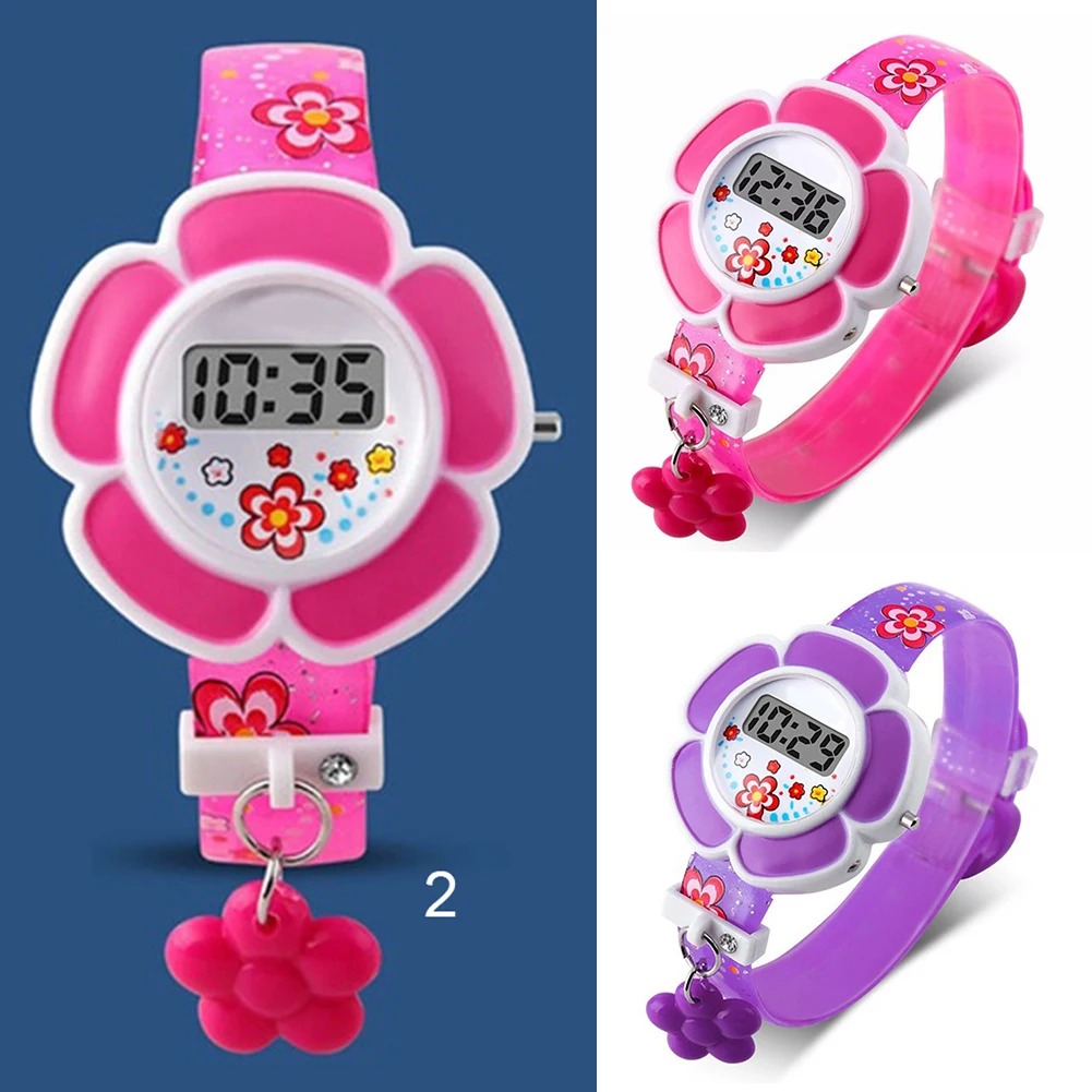 Cute Kids Watches Flower Lovely Children Watches Cartoon Silicone Digital Wristwatch For Boys Girls Wrist Watches Relogio Gift