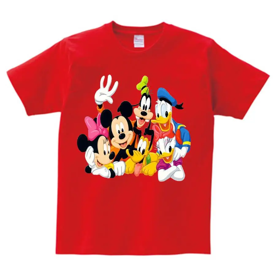 Детская футболка с забавным принтом «Микки Маус» футболка с короткими рукавами для мальчиков и девочек коллекция года, летние детские футболки для отдыха, camiseta N - Цвет: red  childreT-shirt