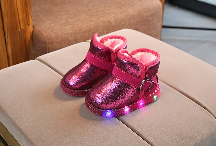 Winter Kids Snow Boots Baby girls boys boots LED Light Luminous fashion Sneakers Warm Children Snow Boot Flash Lighting shoes