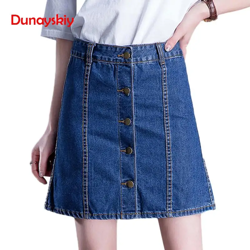 

Denim Skirt High Waist A-line Mini Skirts Women 2019 Spring Summer Button Blue Jean Skirt Style Jeans Hot Sale Skirts