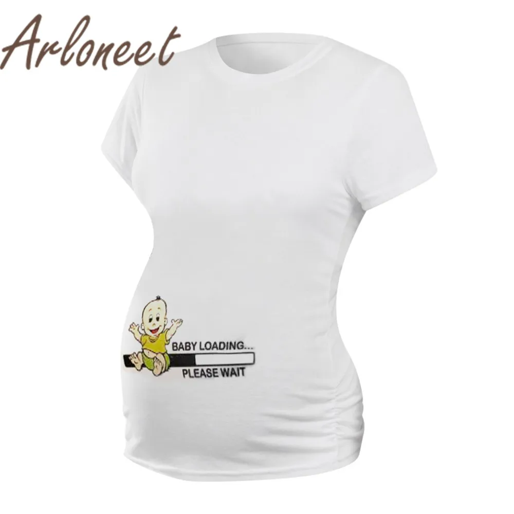 Одежда arloneet Женские топы для беременных мягкая хлопковая Футболка с мультяшным принтом топы больших размеров Летняя женская одежда для беременных