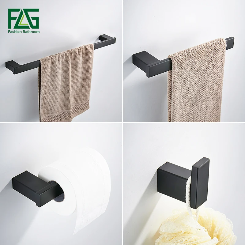 FLG Bathroom Wall Mount Bath Hardware Sets Towel Bar Robe hook Paper