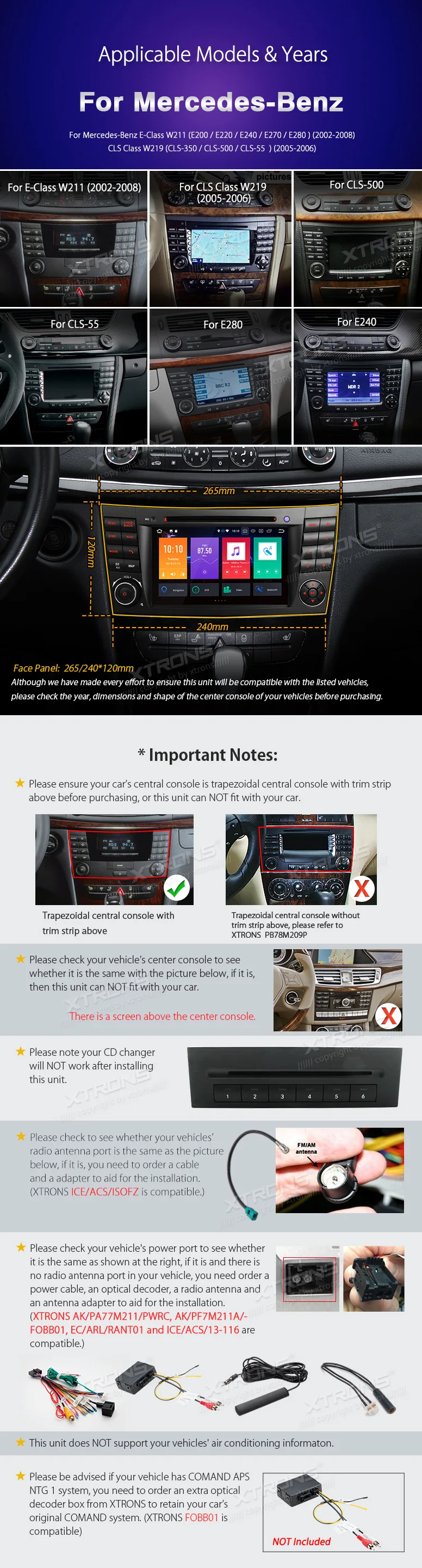 Sale 7" Android 8.0 OS Car DVD Multimedia Navigation GPS Radio for Mercedes-Benz E-Class W211 2002-2008 (E200 E220 E240 E270 E280) 3
