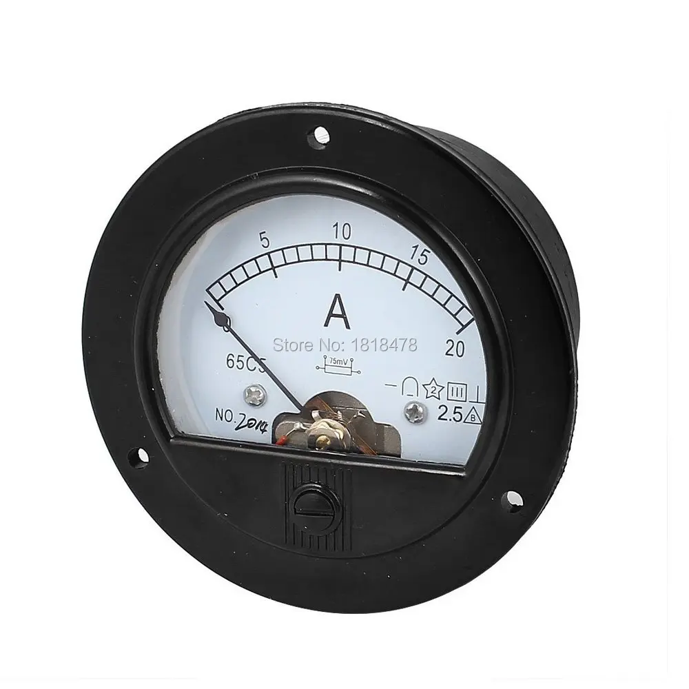 Круглый Аналоговый амперметр 65C5 1A 2A 3A 5A 10A 30A 50A DC 0 20 А/75 мВ|analog panel ammeter|analog ammeterammeter