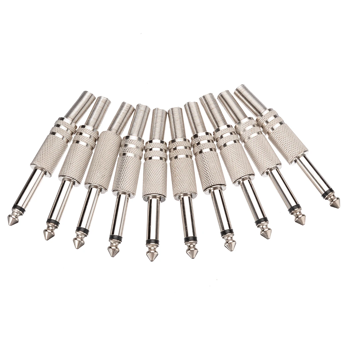 10pcs/lot 6.35mm Jack Mono Male Audio Plug Cable Wire Adapter Connector 1/4Inch Mono Terminal Plug Adapter