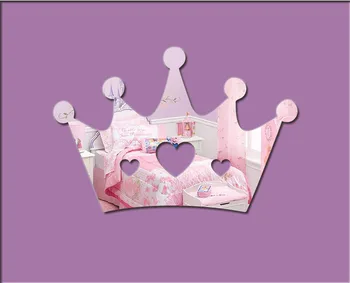 

Princess Crown 3D mirror wall sticker , decorative mirror frame sticker for bedroom Nersury living room deco