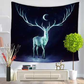 

Free Shipping 1pcs Elk Tapestry Hippie Home Decor Wall Hanging Boho Home Tapestry Wall Sitting Blanket Tablecloth GT016