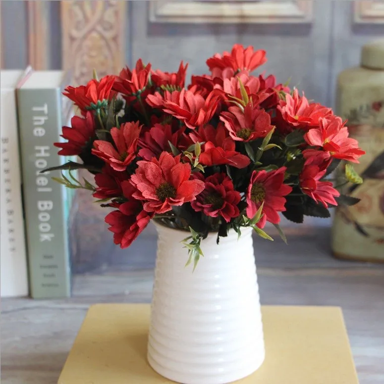 Осенний настоящий на прикосновение шелк Весенняя Маргаритка искусственный цветок Европейский Букет для свадьбы украшение дома настольные цветы Гортензия
