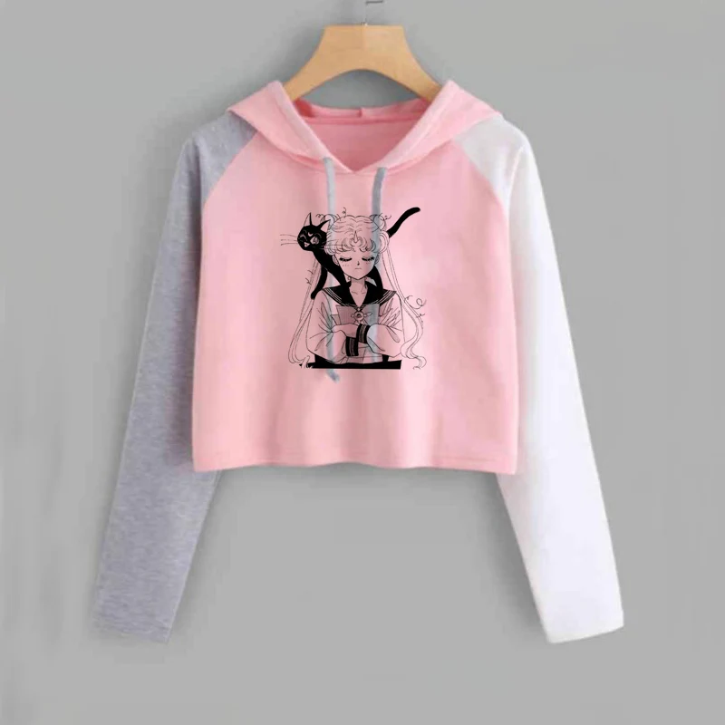 28 Толстовки с капюшоном Сейлор Мун, женская одежда Kawaii, худи с длинным рукавом в стиле Харадзюку, Женская толстовка с капюшоном Сейлор Мун - Цвет: 28